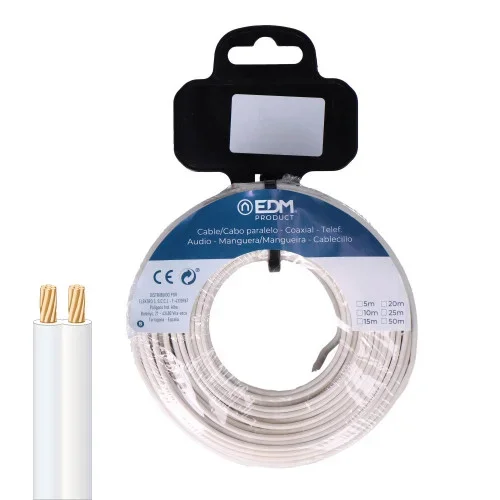 Carrete cable paralelo 2×0,75mm blanco 5m (audio)