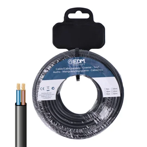 Carrete manguera plana h03vv-f 2 x 0,75 mm² negra, 5 m