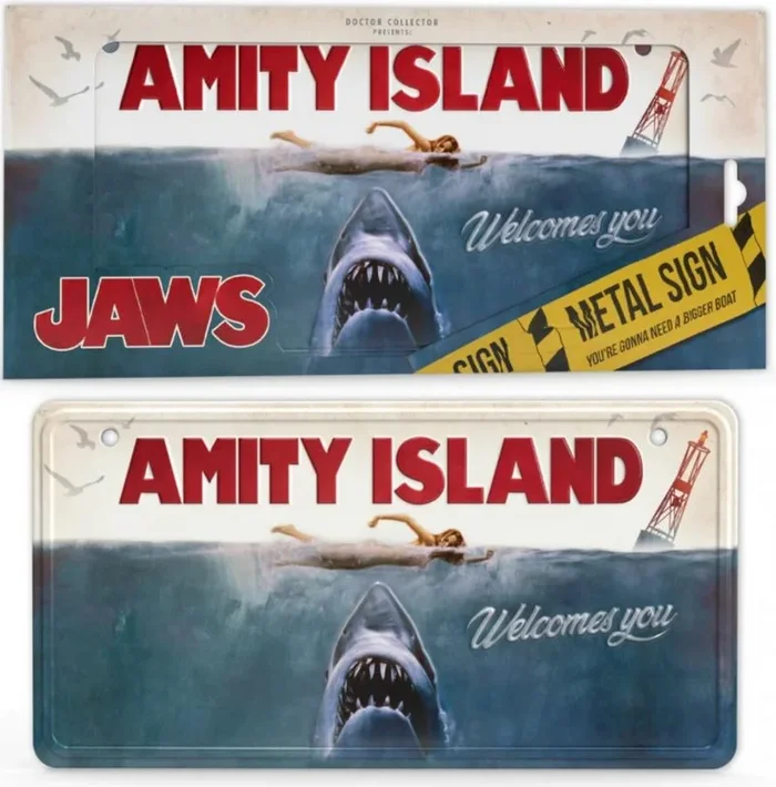 Cartel metalico tiburon jaws metal sign internacional