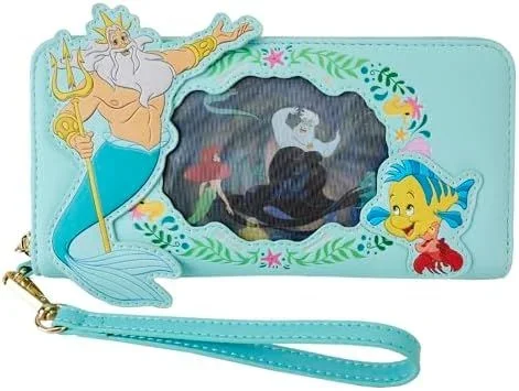 Cartera lenticular con cremallera alrededor de la princesa Ariel de La Sirenita, verde azulado, Talla única