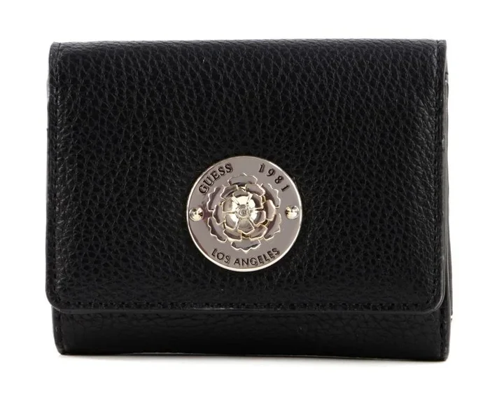 Cartera textil Guess Belle pequeña color negro diseño elegante y funcional ideal para mujer con múltiples compartimentos práctico para uso diario