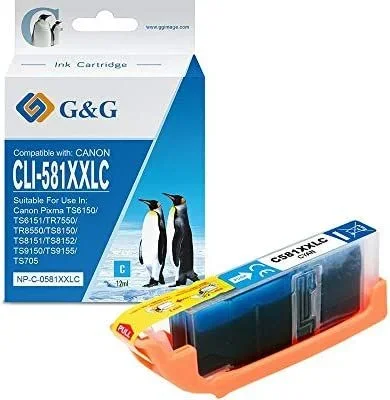 Cartucho g&g canon cli581xxl cyan cartucho de tinta generico – reemplaza 1995c001/2103c001/2049c001
