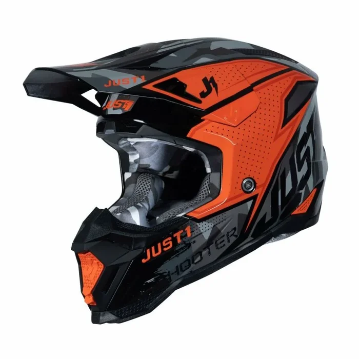 Casco integral just1 j-40 shooter negro naranja xs