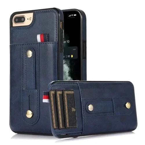 Case de Teléfono Cuero Billetera Pulsera para iPhone 7 Plus / 8 Plus (Azul)