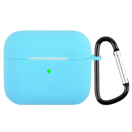 Case Protector Silicona Auriculares Inalámbrico Airpods 3 Con Carabinero (Azul Cielo)