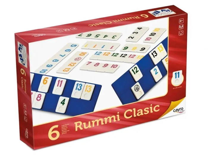 Cayro – Rummi – + 8 Años – Modelo Clásico – Juegos Divertido de Mesa para Niños y Adultos – 159 Piezas, 1 Bolsa de Tela y 6 Soportes – 2 a 6 Jugadores