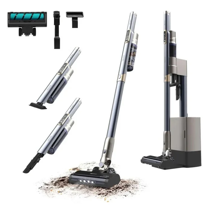 Cecotec Aspiradora Escoba sin Cable con Base de Autovaciado Scoba 2100 Station. 210W, Motor Digital Brushless, Presión de Succión 20kPa, Autonomía 40mins, 2 Modos, Cepillo Jalisco, Accesorio 2 en 1