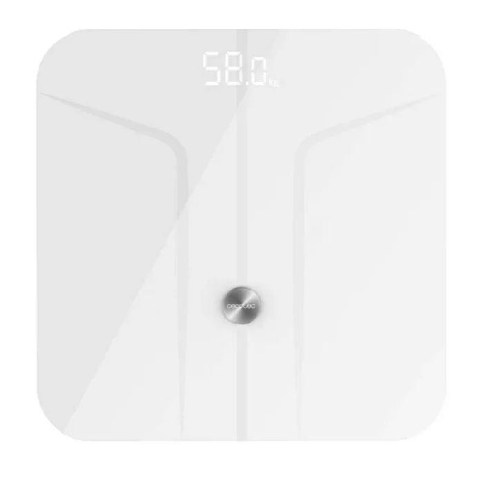 Cecotec Báscula de baño Surface Precision 9750 Smart Healthy. Función Bioimpedancia, Conectividad Bluetooth, 10 Parámetros, Superficie de vidrio templado