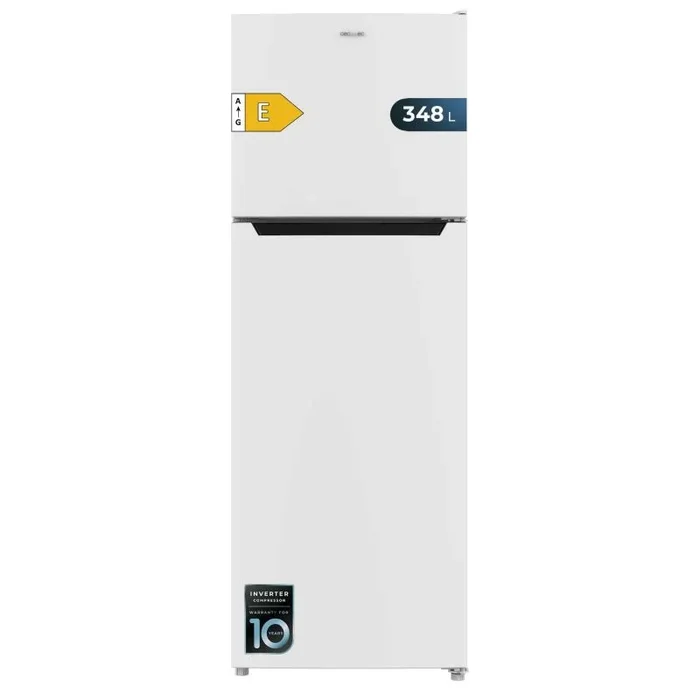 Cecotec Frigorífico 2 Puertas 255L Bolero CoolMarket 2D 255 NF White E. Motor Inverter NoFrost, 170X54.5Cm, 255L, No Frost, Clase Energética E, Display Interior, Puerta Reversible