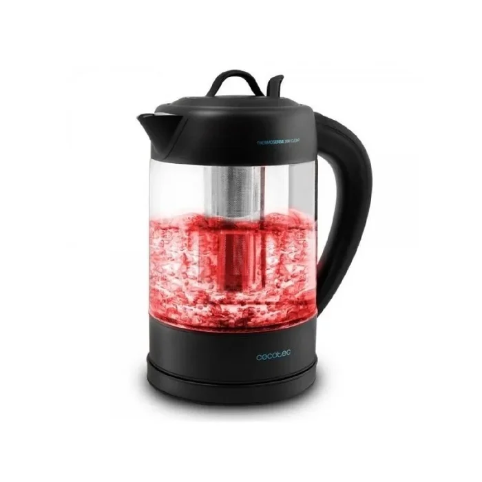 Cecotec Hervidor de Agua Eléctrico ThermoSense 390 Clear. 1,7 litros , Libre de BPA, 2200 W de Potencia, Base 360º, Filtro Antical Desmontable, Doble Sistema de Seguridad, Acero Inoxidable