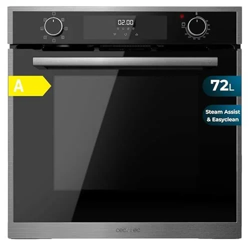 Cecotec Horno Multifunción Integrable 60cm Bolero Hexa M226000 Edge A. 2800W, 72L, 7 Funciones, Modo Grill, Fan Assisted Grill, Modo Convección, Defrost, Steam Base X2, Steam EasyClean, Steam Assist