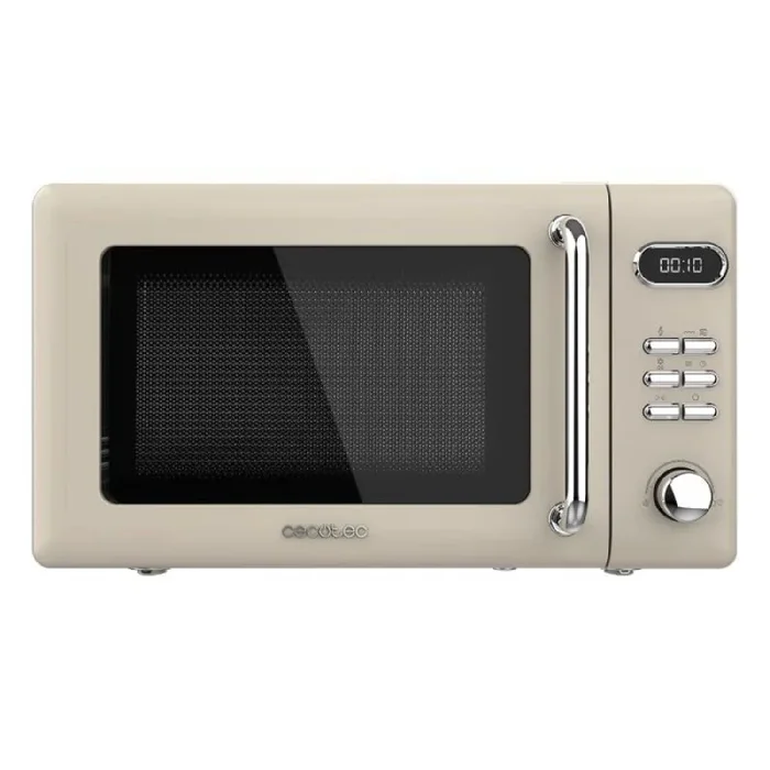 Cecotec Microondas Digital con Grill de 20 L Proclean 5110 Retro Beige. 700 W en 5 Niveles, Temporizador hasta 60 mins, 8 Programas y Modo Descongelación, Diseño Vintage en Beige