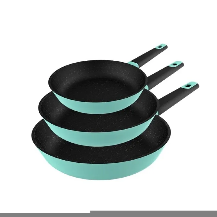 Cecotec Set de Sartenes Polka Experience 20-24-28 Bucket Set Shark. Diámetro 20-24-28, Aluminio Fundido, Revestimiento Antiadherente, Apta para todo tipo de Cocinas y Lavavajillas, Verde