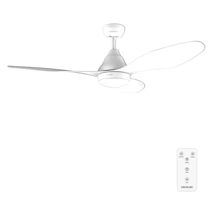 Cecotec Ventilador de Techo con Luz EnergySilence Aero 5200 White. 62W, Diámetro 48” con Luz, 3 Velocidades y Temporizador