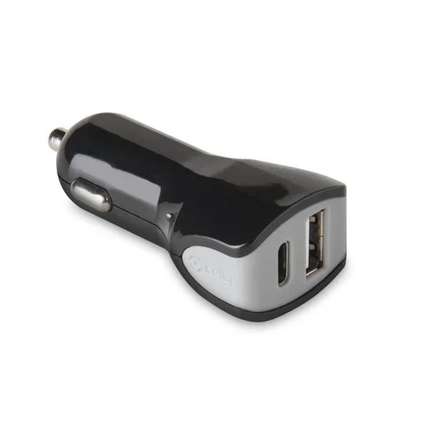 Celly CCTYPECUSBBK cargador de dispositivo móvil Universal Negro Encendedor de cigarrillos Auto