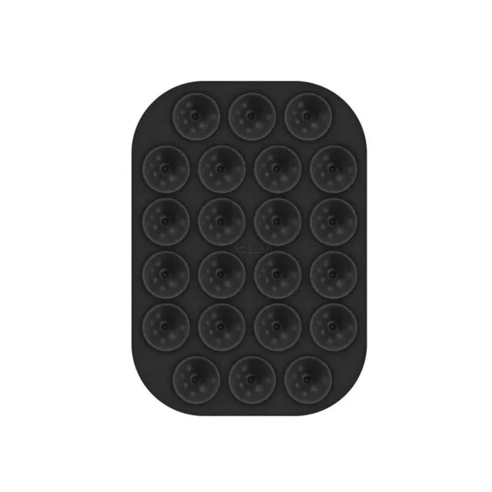 Celly, Ventosa rectangular para teléfono con 22 ventosas de silicona, soporte para teléfono móvil, versátil, color negro, 9 x 6 cm