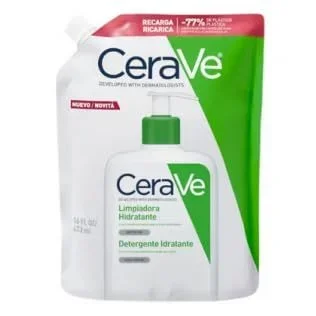 CeraVe Recambio de Limpiador Hidratante, Para Piel Normal a Seca, Limpia, Hidrata y Equilibria, Enriquecido Con Ceramidas Esenciales y Ácido Hialurónico, Apto para Rostro y Cuerpo, 473 ml