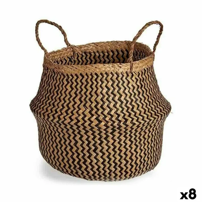 Cesta decorativa marrón negro junco 15 l 40 x 54 x 40 cm (8 unidades)
