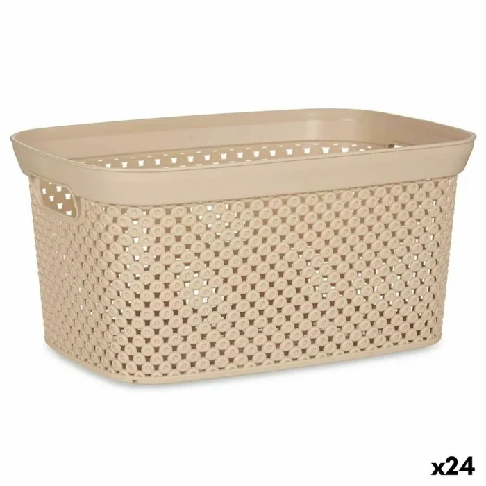 Cesto para la ropa beige plástico 10 l 24 x 17 x 35 cm (24 unidades)