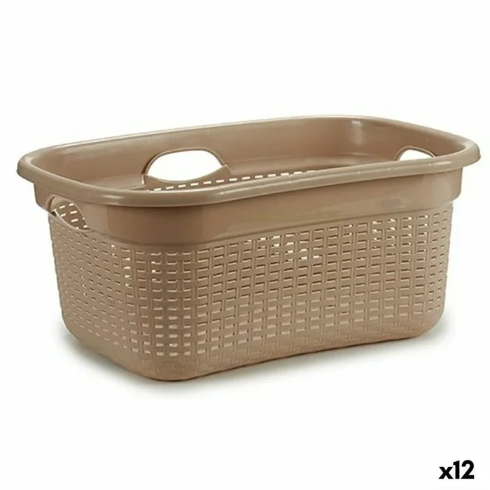 Cesto para la ropa beige plástico 25 l 42,5 x 25,5 x 63,5 cm (12 unidades)