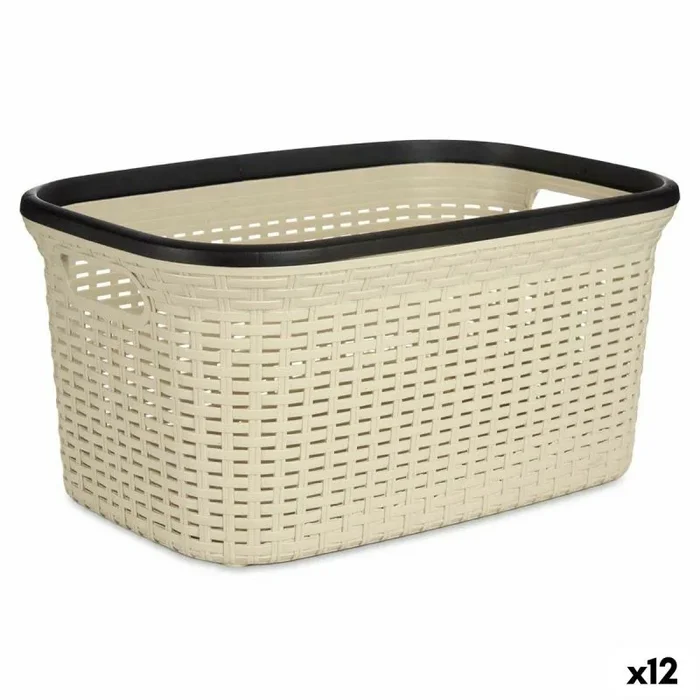 Cesto para la ropa crema plástico 36 l 36 x 25,5 x 52,5 cm (12 unidades)