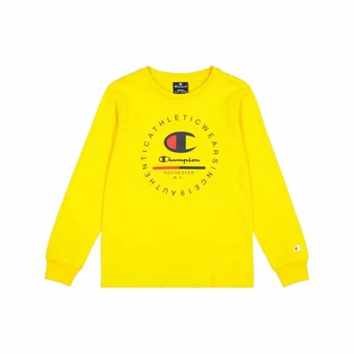 Champion Legacy Graphic Shop B (306843) -Crewneck Camiseta de Manga Larga, Amarillo (YS079), 15-16 años para Niños