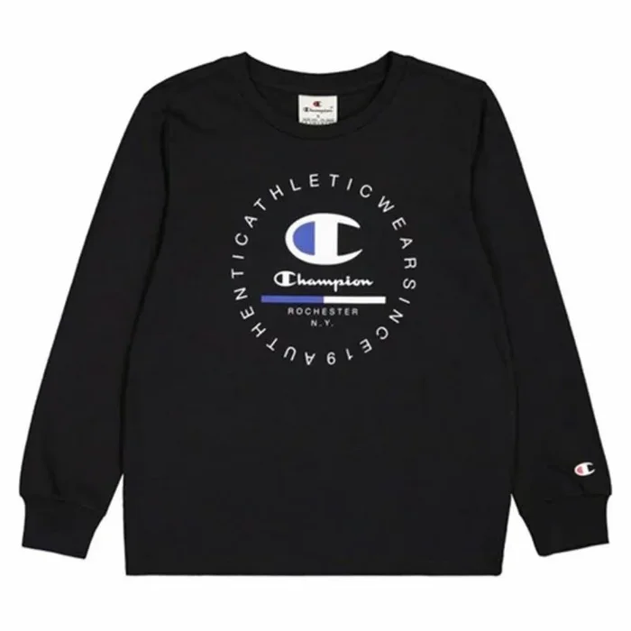 Champion Legacy Graphic Shop B (306843) -Crewneck Camiseta de Manga Larga, Negro (KK001), 7-8 años para Niños