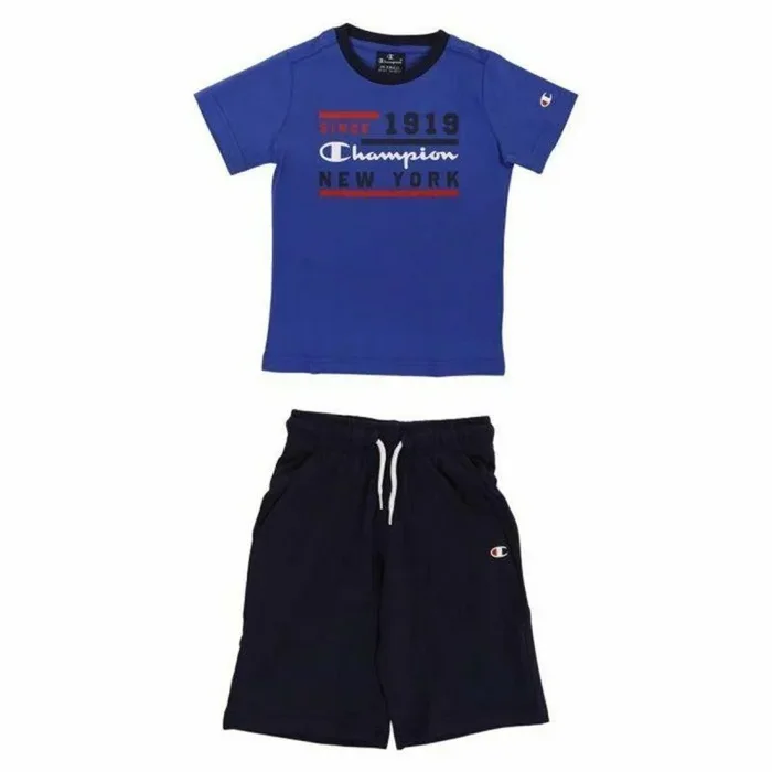 Champion Legacy Graphic Shop S/S Camiseta y pantalones cortos largos para niños y jóvenes, (Azul Cobalto/Azul Marino), 5-6 Years