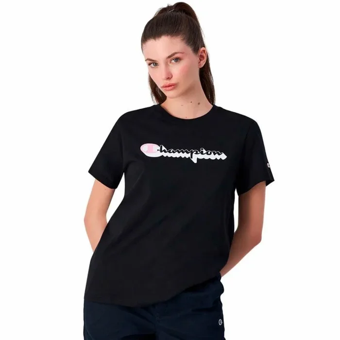 Champion Legacy Graphic Shop W (117654) -Crewneck Camiseta, Negro (KK001), L para Mujer