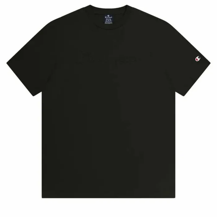 Champion Legacy Icons Tonal Logo-S/S Crewneck Camiseta, Negro, M Hombres