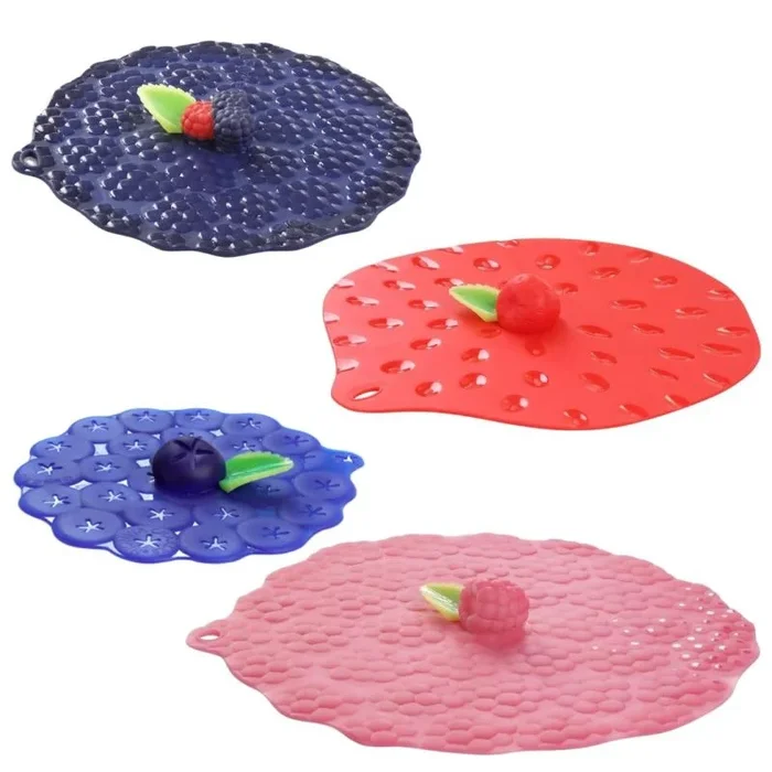 Charles Viancin – Caja de regalo, 4 tapas de silicona para bayas – Tapas herméticas para almacenar y cocinar alimentos – 28cm + 23cm + 20cm + 10cm – Para cualquier recipiente con bordes lisos
