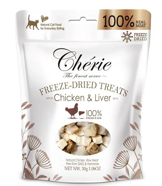 Cherie freeze-dried chicken and liver pieces – goma para gatos – 30g