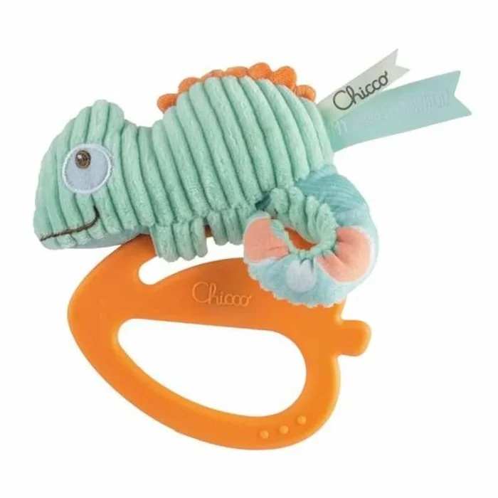 Chicco Sonajero Camaleón My Sweet Dou Dou de Tela, Sonajero Bebés Tejido Suave y Plástico Óptimo para Dentinción, Juguetes para Bebés y Recién Nacidos, Camaleón, Colores Neutros