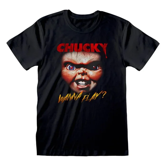 Childs play – chucky face (unisex black t-shirt) ex ex large