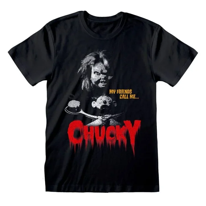 Chucky My Friends Call Me Camiseta Adulto Unisex (L) (Negro, Rojo, Gris)