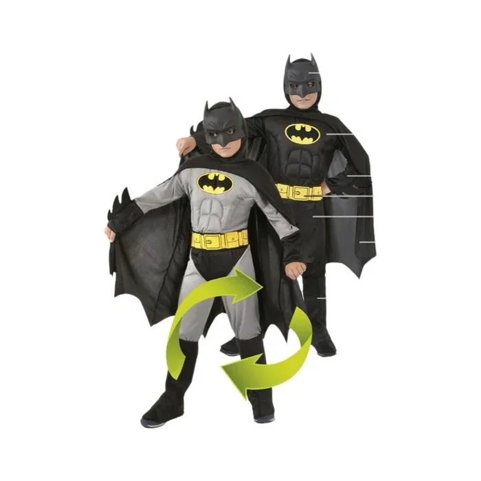 Ciao- Batman Disfraz niño Original DC Comics con músculos Acolchados, dibujo animado, Color negro, 10-12 años (11720.10-12)
