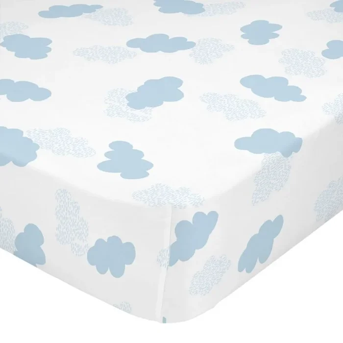 Clouds Blue Bajera Azul, 105x200x32 cm (Cama 105), 100% Algodón, Calidad de 150