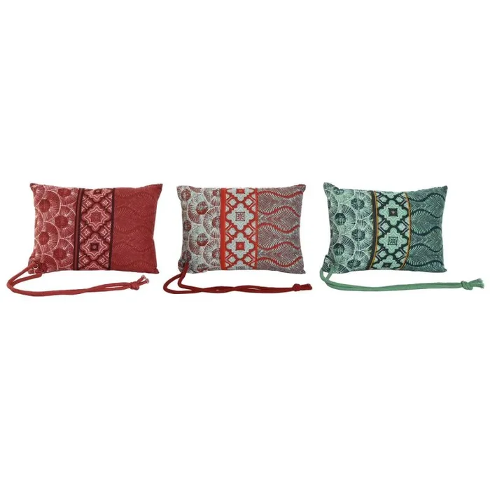 Cojín home esprit rojo verde coral 30 x 10 x 20 cm (3 unidades)