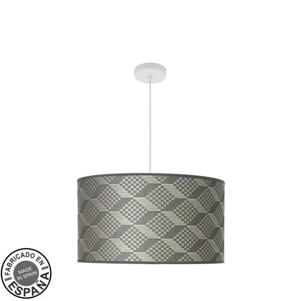 Colgante moda 3xe27 blanco/tetris gris regx50x50cm c/difusor