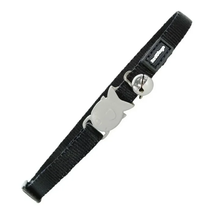Collar Gato RD Liso Cierre PEZ Negro 12MMX20-32CM