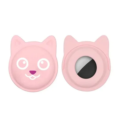 Collar para Mascotas Hanhan Smiley Silicona Anti-Perdicional para AirTag (Rosa)