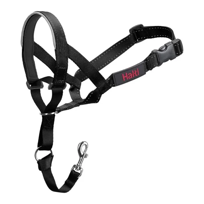 Collar Ronzal HALTI – Para evitar que tu perro tire de la correa, Ajustable y Ligero, con banda de nariz acolchada. Adiestramiento canino antitirones collar para perros pequeños (Talla 1, Negro)