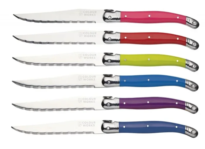 Colourworks Cuchillos Carne, Juego de Seis Piezas, Multicolor