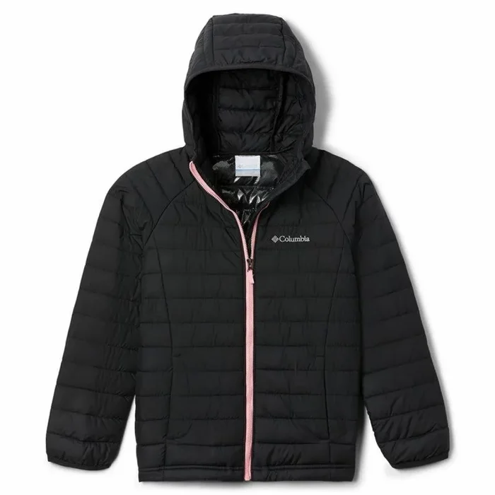 Columbia Powder Lite Girls Hooded Jacket, Chaqueta Acolchada Con Capucha para Niñas, Negro (180), XL