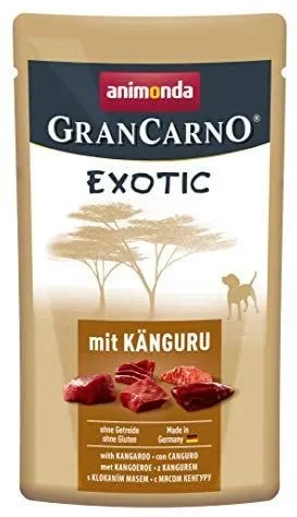 Comida para perros animonda GranCarno Exotic, comida húmeda para perros adultos, con canguro, 16 x 125 g