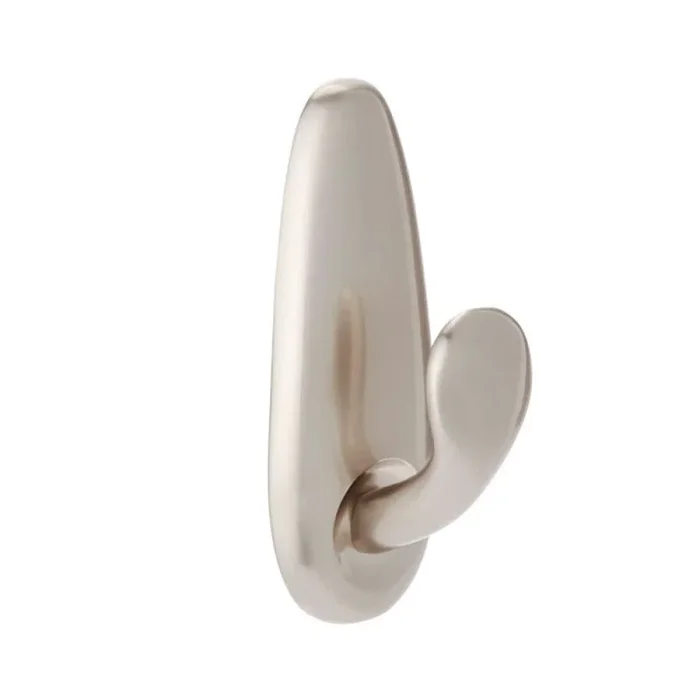 Command Gancho Mediano Metálico, Níquel Pulido – 1 Gancho y 2 Tiras Adhesivas – Colgador de Bolsos, Ropa y otros Accesorios en Pared o Puerta – Sin Agujeros – Soporta hasta 1,3 kg