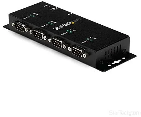 Concentrador Adaptador USB a Serie RS232 DB9 4 Puertos – Riel DIN Industrial y Montaje en Pared