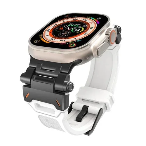 Conector Acero Inoxidable + Correa TPU para Apple Watch Ultra 2 49mm (Negro Blanco)