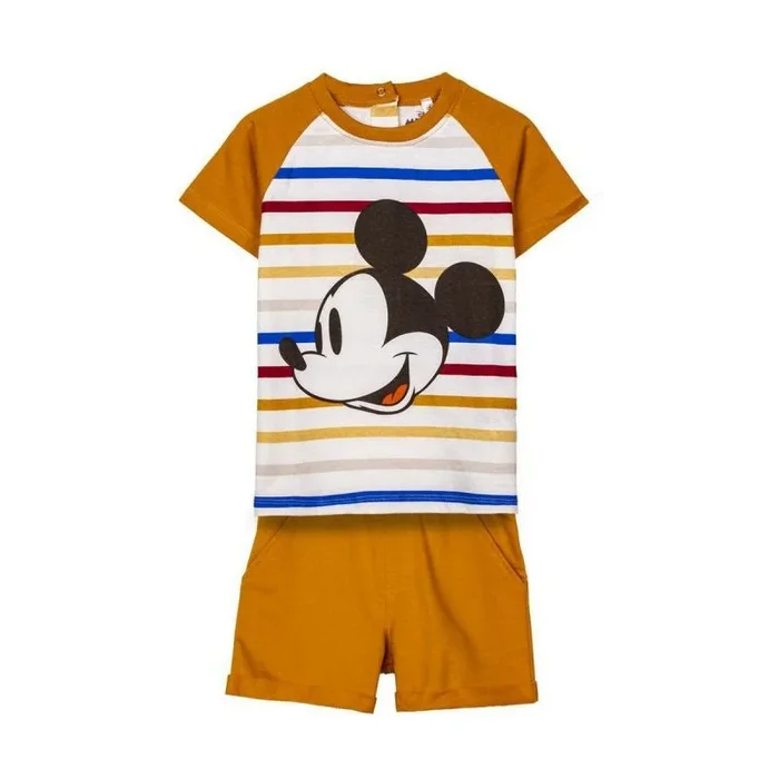 Conjunto de 2 Piezas de Mickey Mouse – Camiseta y Pantalón Corto – Talla 18 Meses – Elaborado con Algodón 100% – Fresco y Cómodo -Cierre de Botones – Producto Original Diseñado en España