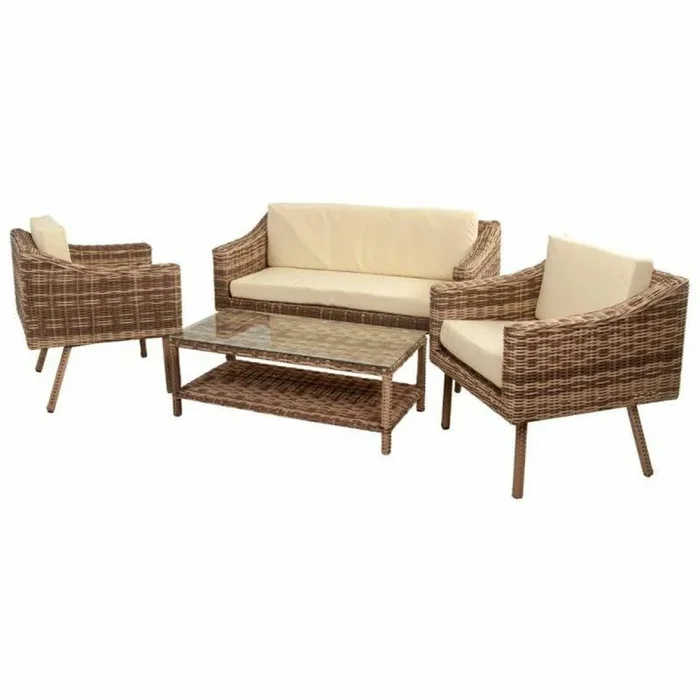 Conjunto de mesa con 2 sillones alexandra house living marrón natural 4 piezas